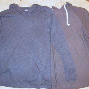 2 Men's Relaxed Soft Knit Lounge Hoodie Gray & Blue Size Small 34-36